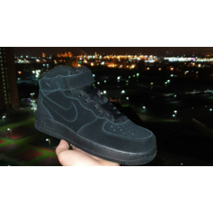 Зимние Nike Air Force 1 Mid черные на меху(004)