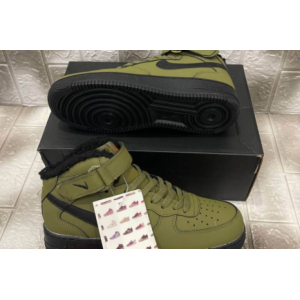 Зимние Nike Air Force 1 Mid на меху хаки(043)