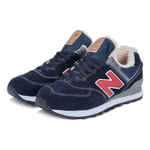 New Balance 574 With Fur (Dark Blue/Red) (050)