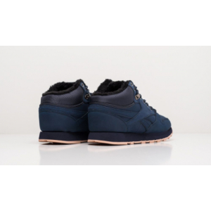 Высокие зимние кроссовки Reebok Classic Leather Mid Ripple (Темно-синие)