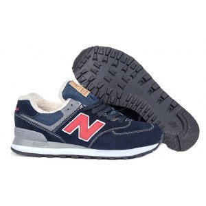 New Balance 574 With Fur (Dark Blue/Red) (050)