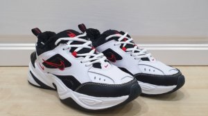 Зимние Nike M2K Tekno на меху черно-белые (003)