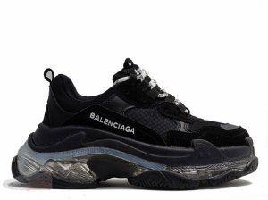 Кроссовки Balenciaga Triple S (прозрачная подошва) черные (016)