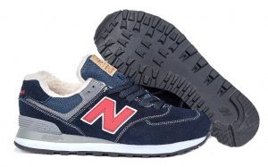 New Balance 574 With Fur (Dark Blue/Red) (050)