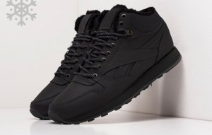 Высокие зимние кроссовки Reebok Classic Leather Mid Ripple (Черные))